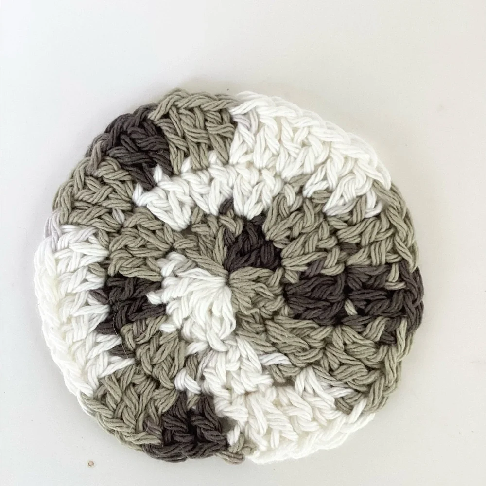 Coasters Hand Crafted Brown White Crochet Cotton